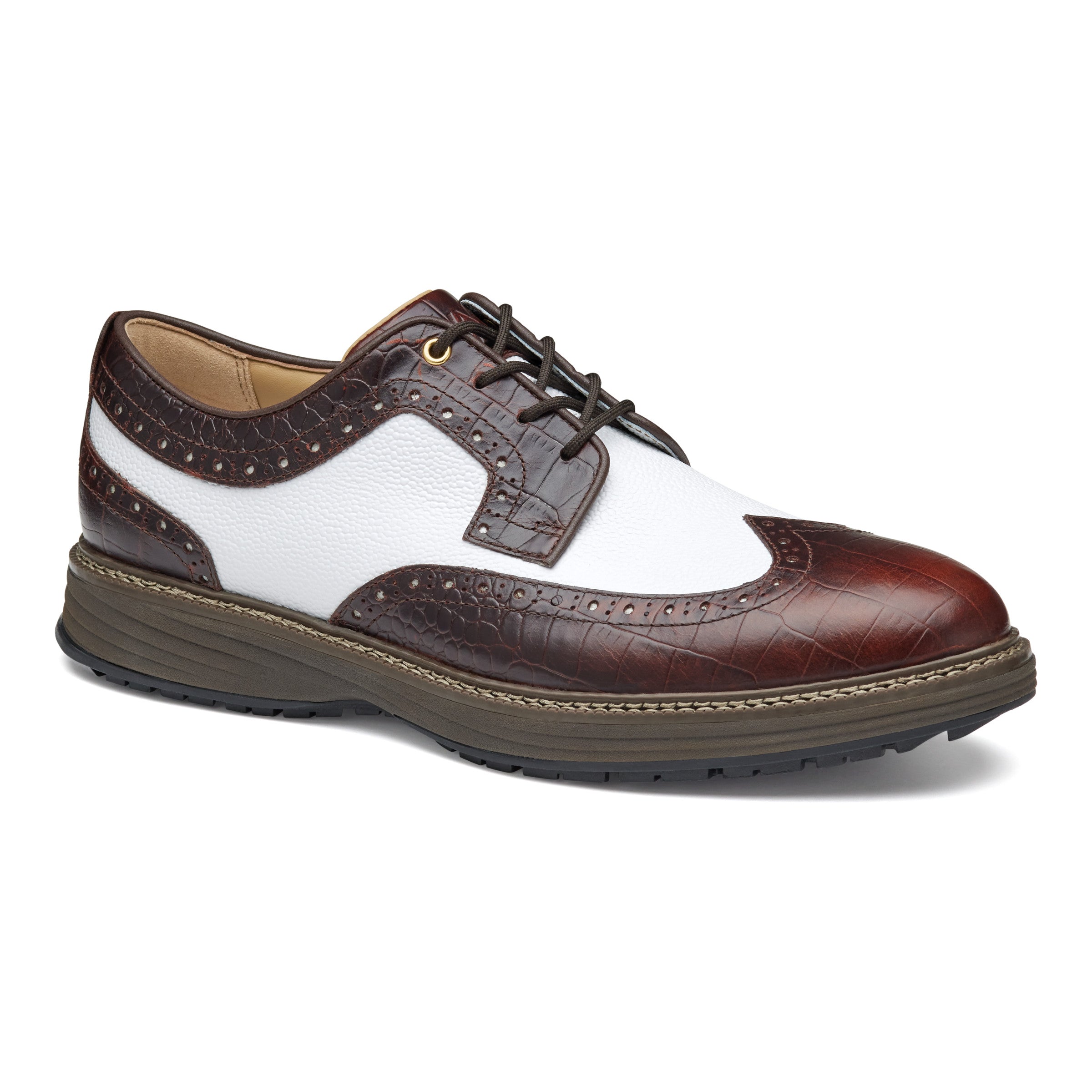 Leather & Leather Croc Embossed Upton GL3 Luxe Hybrid Wingtip Oxfords