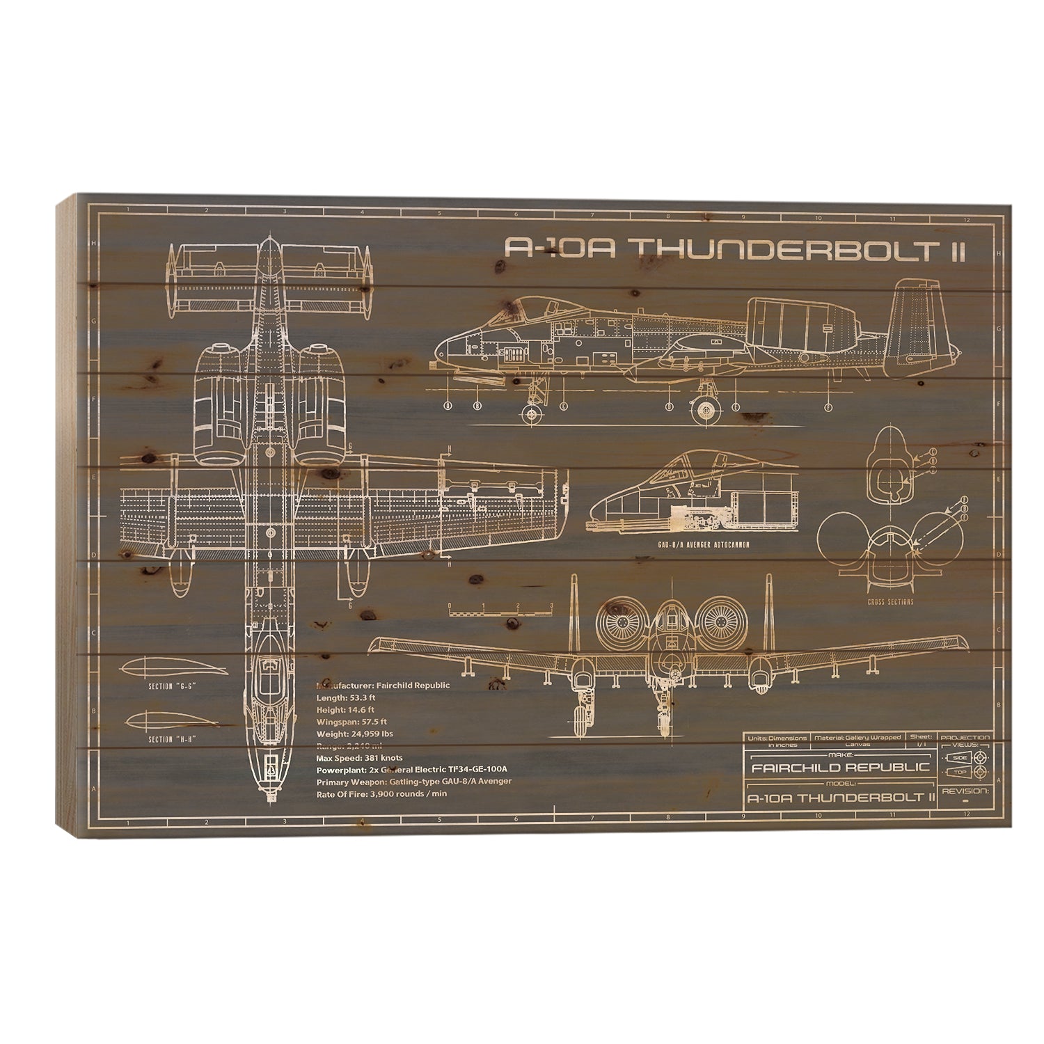 A-10 Thunderbolt II [Warthog] Airplane | Black by Action Blueprints