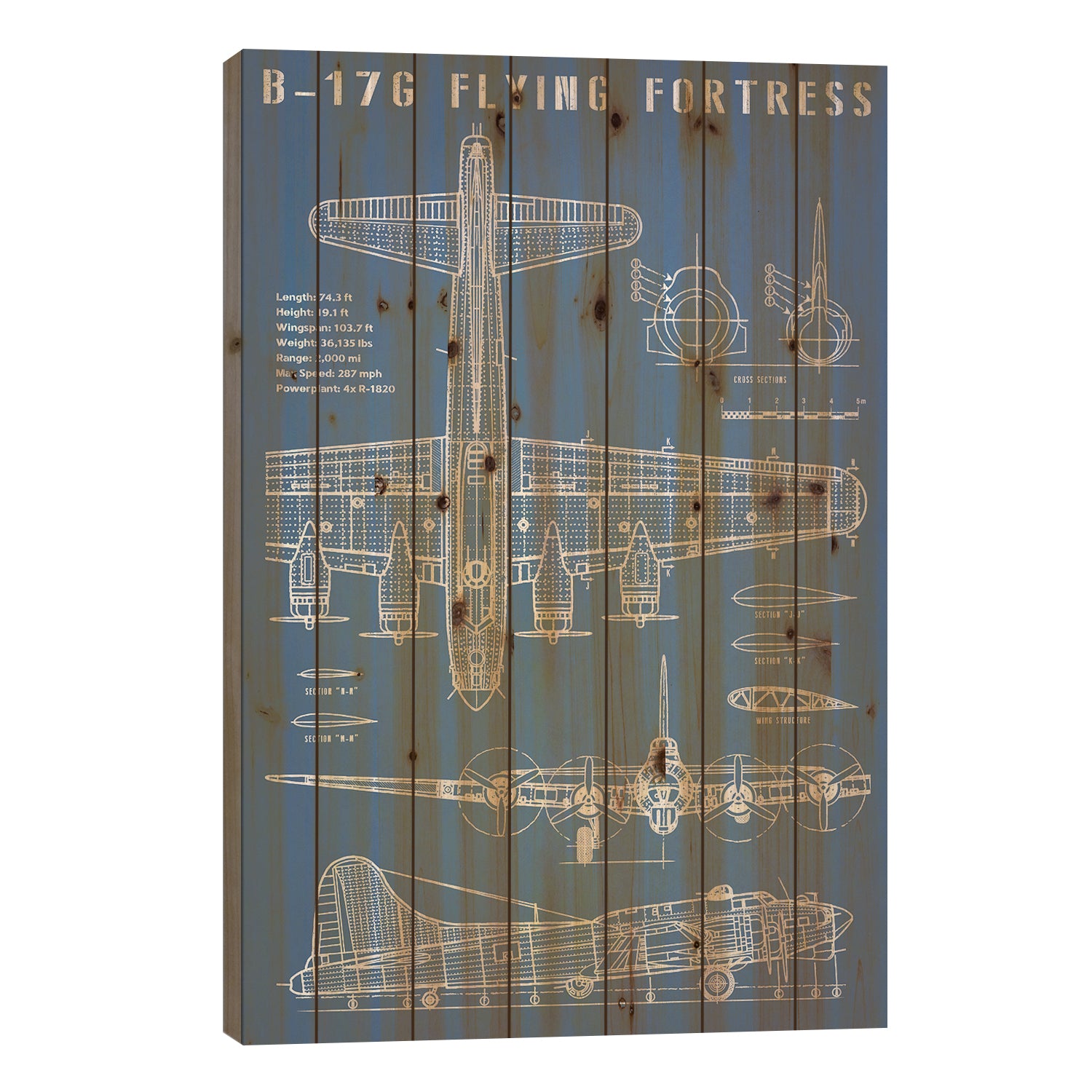 B-17 Vintage Bomber Airplane Blueprint by Action Blueprints