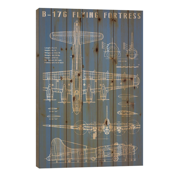 B-17 Vintage Bomber Airplane Blueprint by Action Blueprints
