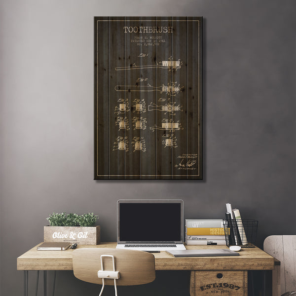 Toothbrush Charcoal Patent Blueprint by Aged Pixel