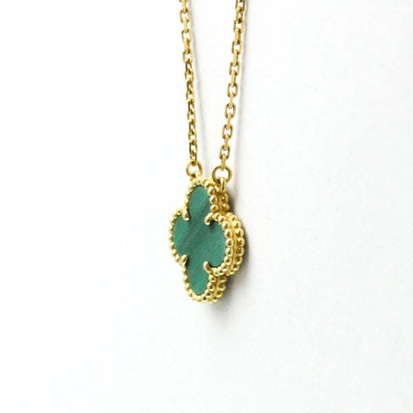 Van Cleef & Arpels // 18k Yellow Gold Vintage Alhambra Malachite Pendant Necklace // 16.53"-18.11" // Store Display