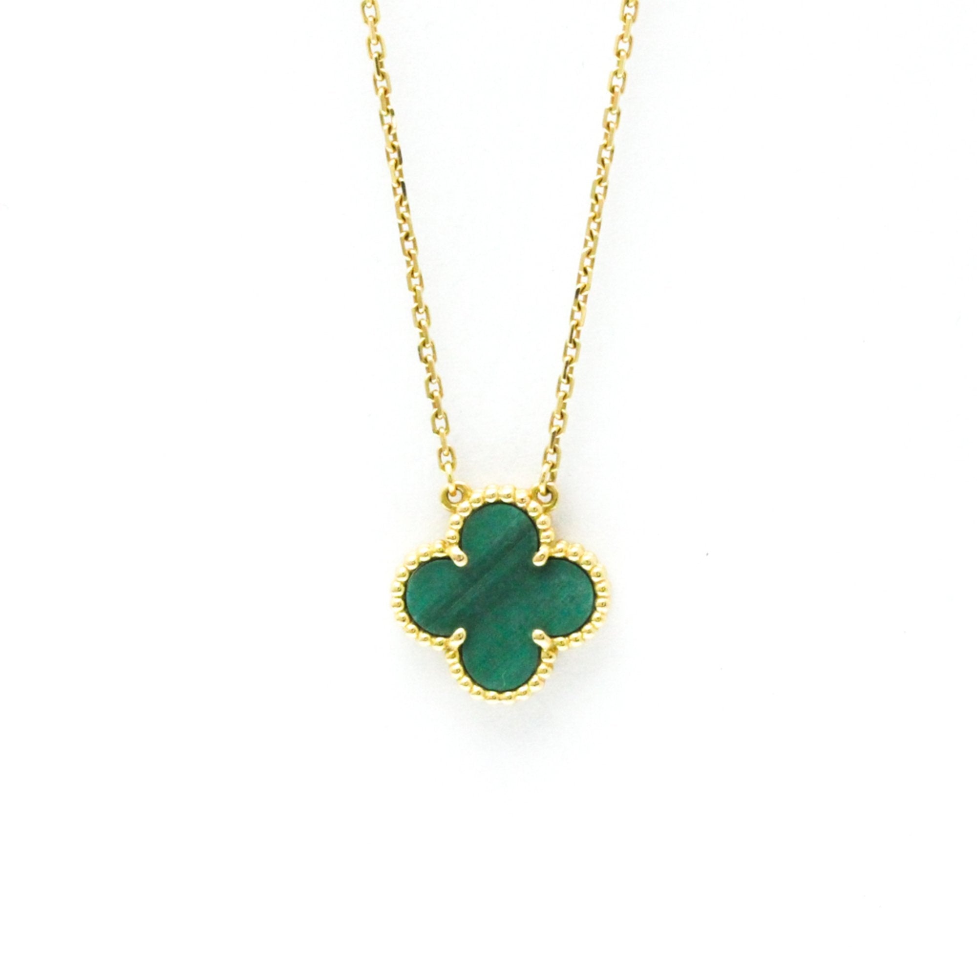 Van Cleef & Arpels // 18k Yellow Gold Vintage Alhambra Malachite Pendant Necklace // 16.53"-18.11" // Store Display
