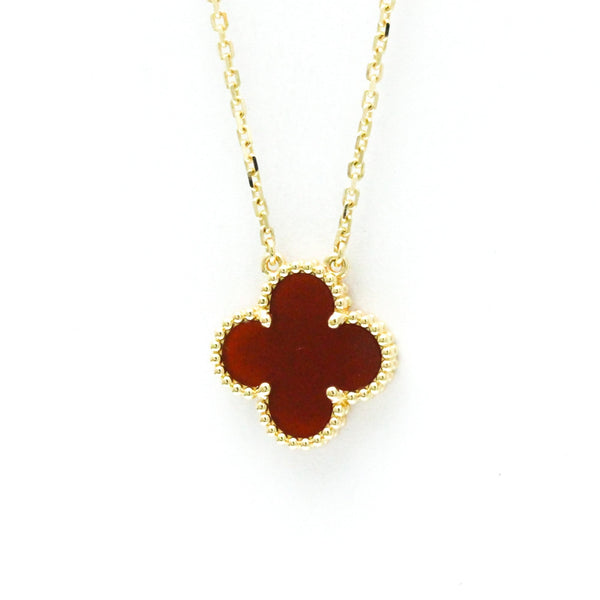 Van Cleef & Arpels // 18k Yellow Gold Vintage Alhambra Carnelian Pendant Necklace // 14.76"-16.33" // Store Display