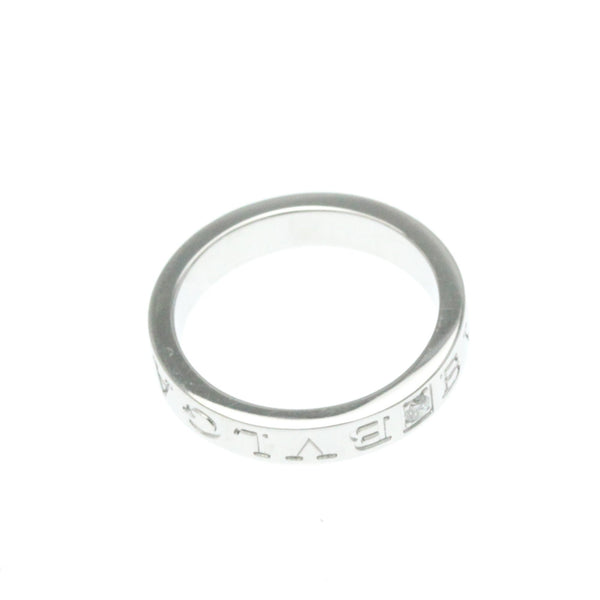 Bulgari // 18k White Gold Double Logo Diamond Ring // Ring Size: 7.25 // Store Display