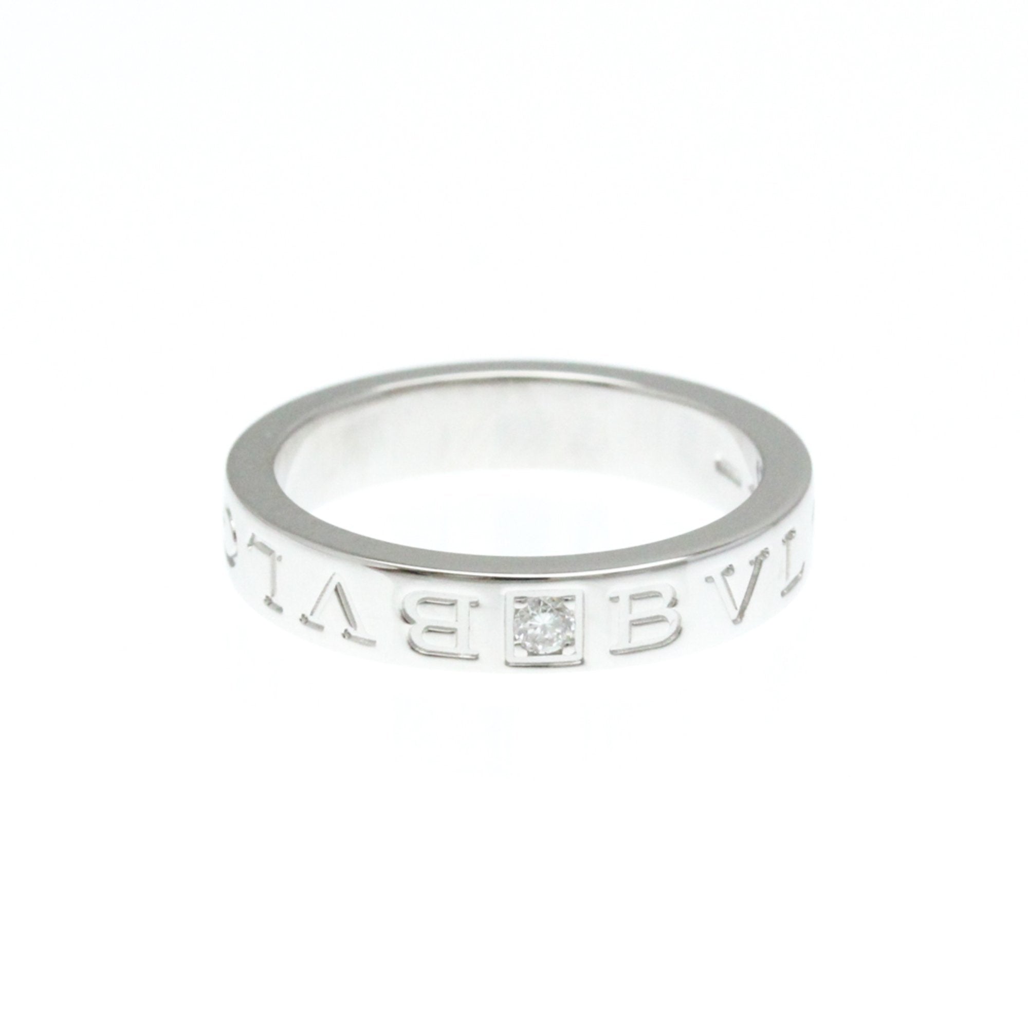 Bulgari // 18k White Gold Double Logo Diamond Ring // Ring Size: 7.25 // Store Display