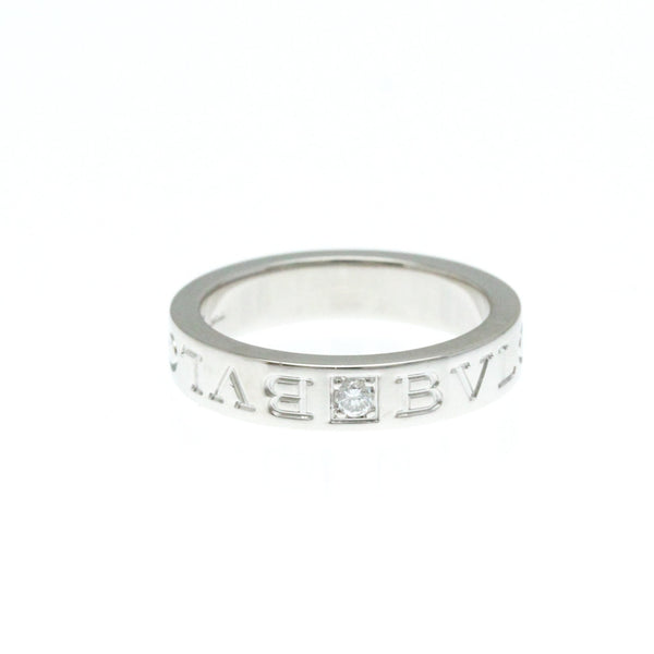 Bulgari // 18k White Gold Double Logo Diamond Ring // Ring Size: 5.75 // Store Display