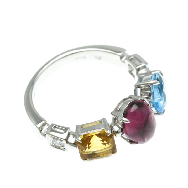 Bulgari // 18k White Gold Allegra Diamond + Amethyst + Citrine + Topaz Ring // Ring Size: 6.5 // Store Display
