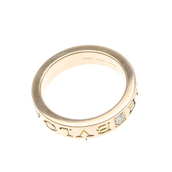 Bulgari // 18k Rose Gold Double Logo Diamond Ring // Ring Size: 6 // Store Display