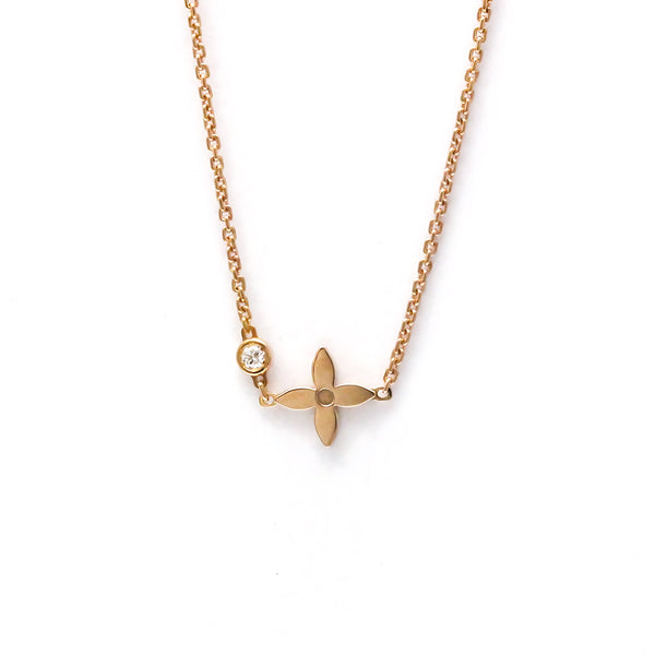 Louis Vuitton // 18k Rose Gold Pendentif Monogram Idylle Diamond Pendant Necklace // 14.96"-15.74" // Store Display