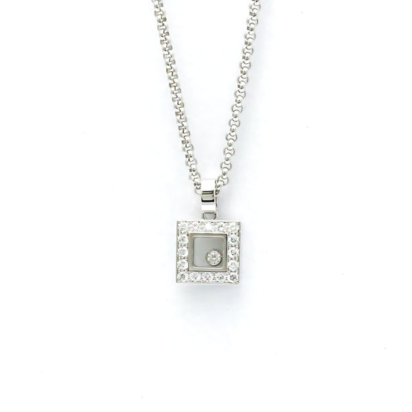 Chopard // 18k White Gold Happy Diamond Pendant Necklace // 17" // Store Display