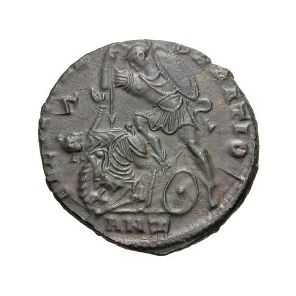 Roman Soldier Spearing Barbarian Horseman // 351-355 AD Coin
