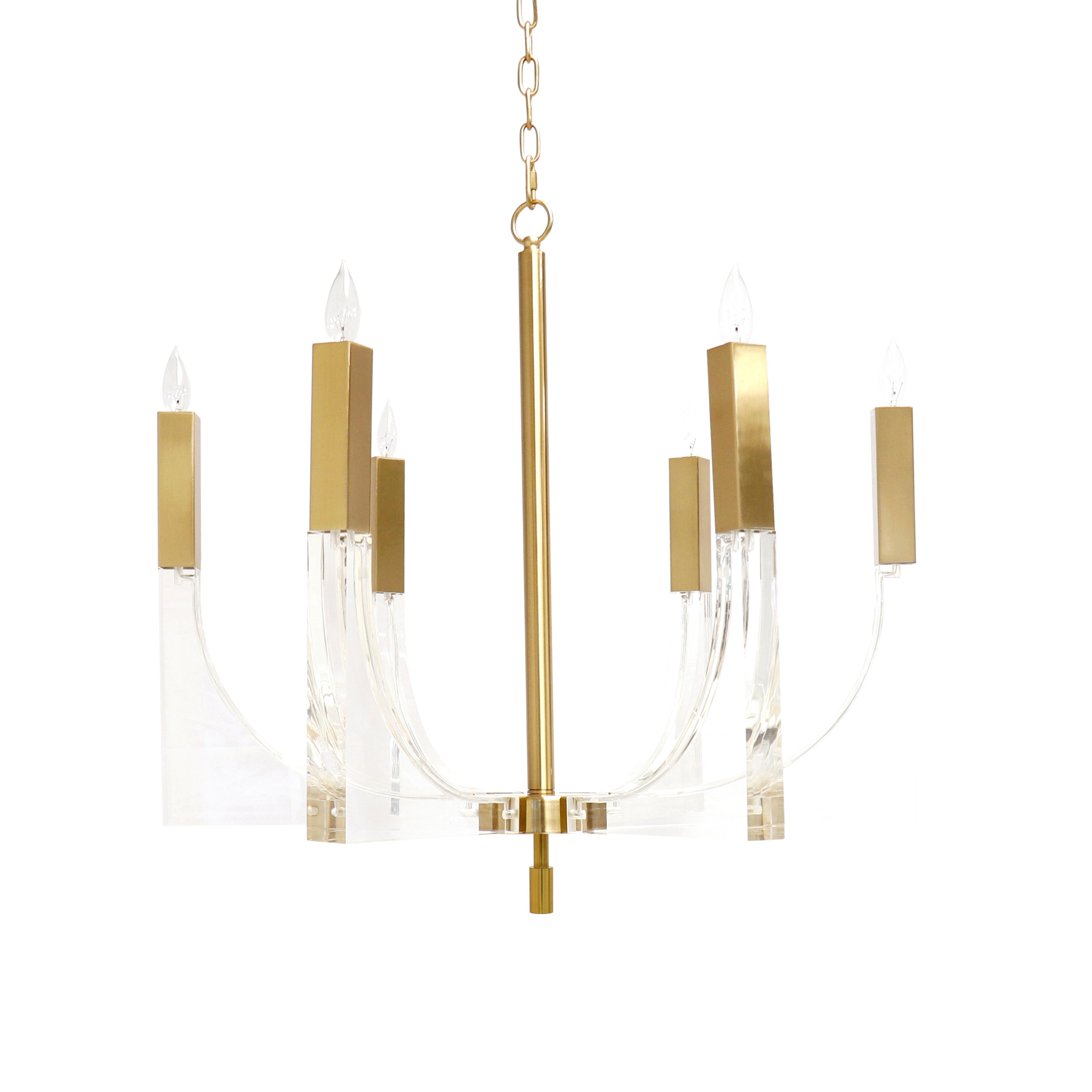 Omeara Metal & Acrylic Chandelier Light, Clear Brass