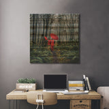 A Girl In A Red Kimono Feeds A Bird From Her Hand by Ievgeniia Bidiuk