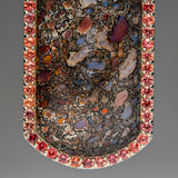 Genuine Dinosaur Bone, Pink Sapphire Dog Tag with 18" Sterling Silver Chain