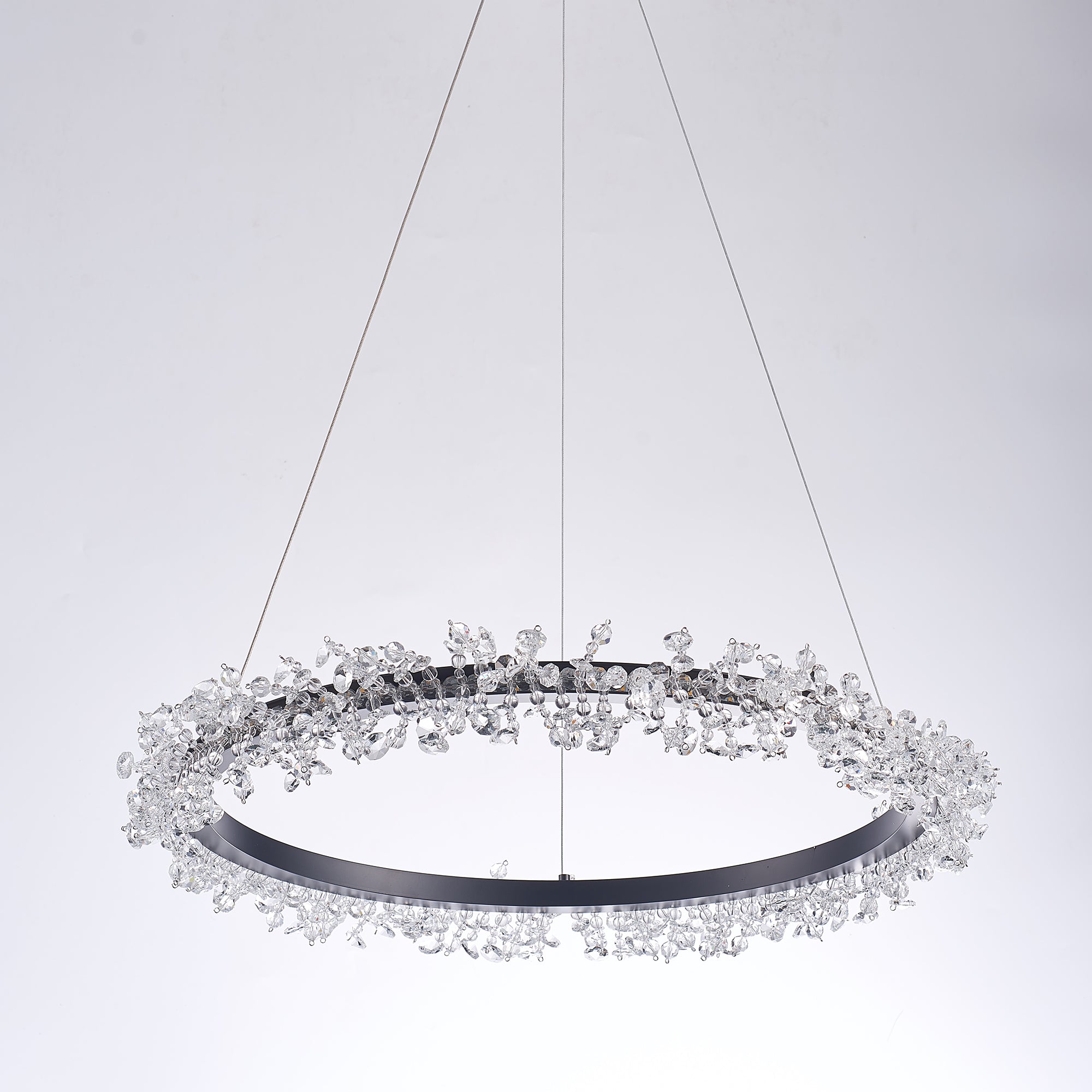 Claire Steel & Glass Chandelier Light, Clear/Black