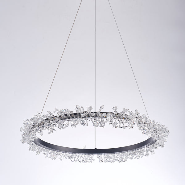 Claire Steel & Glass Chandelier Light, Clear/Black