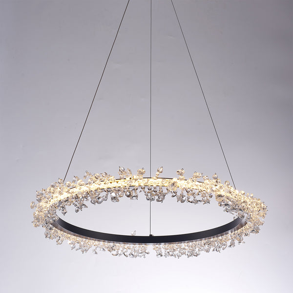 Claire Steel & Glass Chandelier Light, Clear/Black