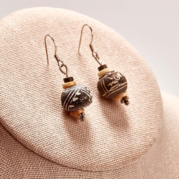 Earrings Comprised of Pre-Columbian Whorls // c. 800-1500 AD