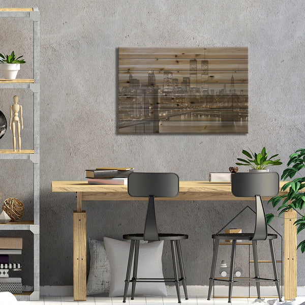 1980s New York City Lower Manhattan Skyline Brooklyn Bridge World Trade Center by Vintage Images